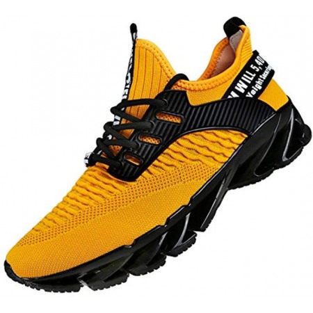 Men's Athletic Running Shoes Mesh Lightweight Sneakers Breathable Casual Tennis Sport ShoesYellow